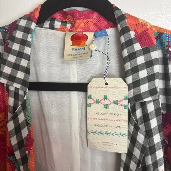 Farm Rio for Anthropologie Floral Gingham Wrap Dress NWT - Size M